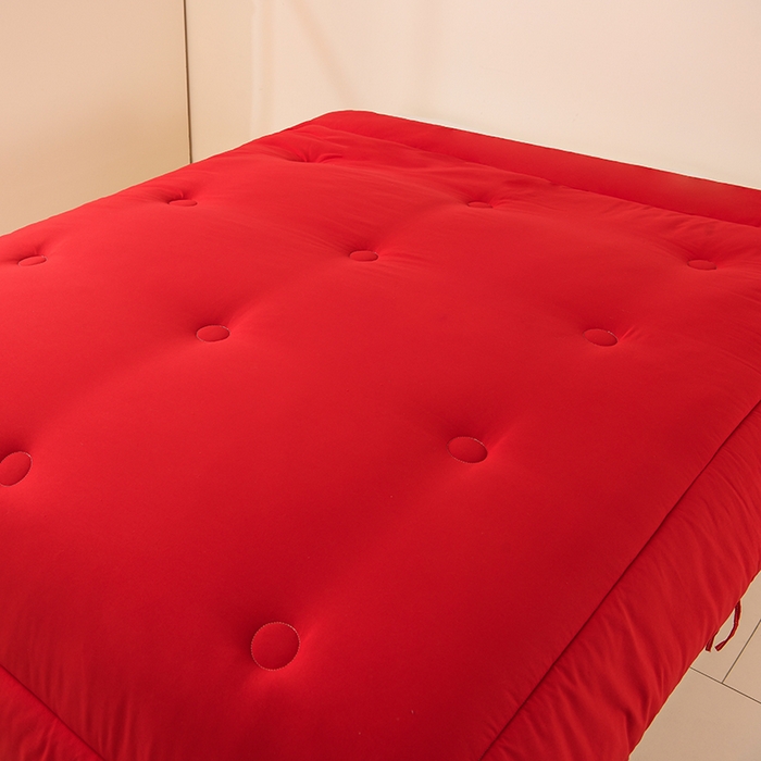 91家纺网 家纺一手货源 找家纺 招财狼家纺 2025新款亲肤舒适磨毛水洗棉子母被被子被芯 红色