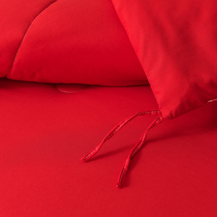 91家纺网 家纺一手货源 找家纺 招财狼家纺 2025新款亲肤舒适磨毛水洗棉子母被被子被芯 红色