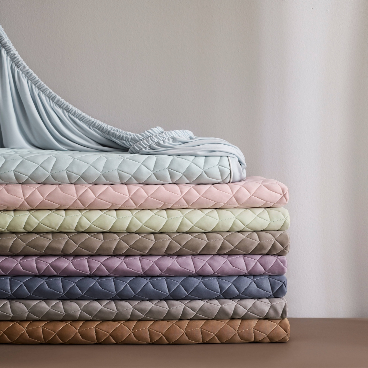 91家纺网 家纺一手货源 找家纺 佳汐蓝家纺 2025春夏新款沁凉撞色床笠款夏被空调被四件套奶豆腐系列 组合图仅供参考