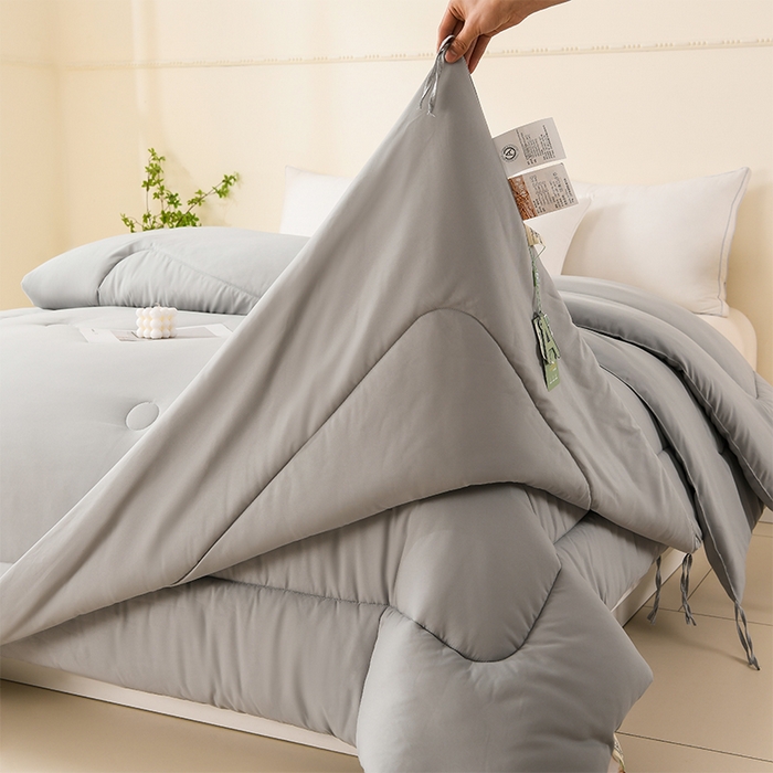 91家纺网 家纺一手货源 找家纺 招财狼家纺 2025新款亲肤舒适磨毛水洗棉子母被被子被芯 灰色