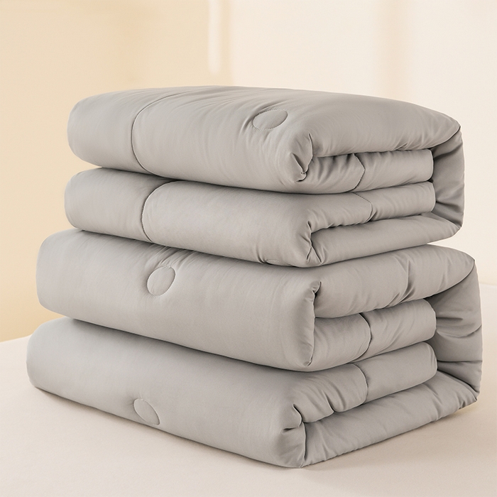 91家纺网 家纺一手货源 找家纺 招财狼家纺 2025新款亲肤舒适磨毛水洗棉子母被被子被芯 灰色