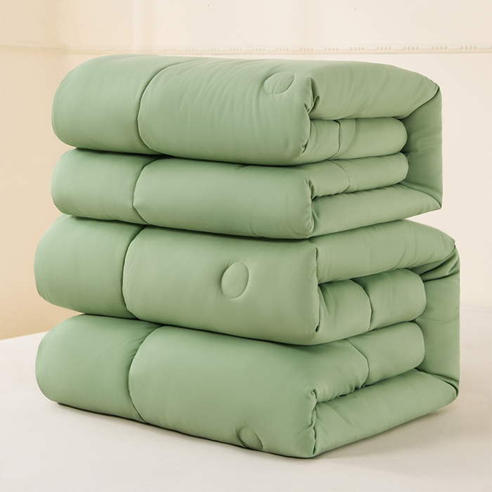 91家纺网 家纺一手货源 找家纺 招财狼家纺 2025新款亲肤舒适磨毛水洗棉子母被被子被芯 绿色