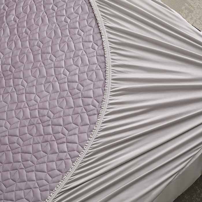 91家纺网 家纺一手货源 找家纺 佳汐蓝家纺 2025春夏新款沁凉撞色床笠款夏被空调被四件套奶豆腐系列 云黛紫