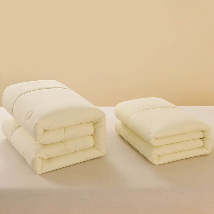 91家纺网 家纺一手货源 找家纺 招财狼家纺 2025新款亲肤舒适磨毛水洗棉子母被被子被芯 米黄