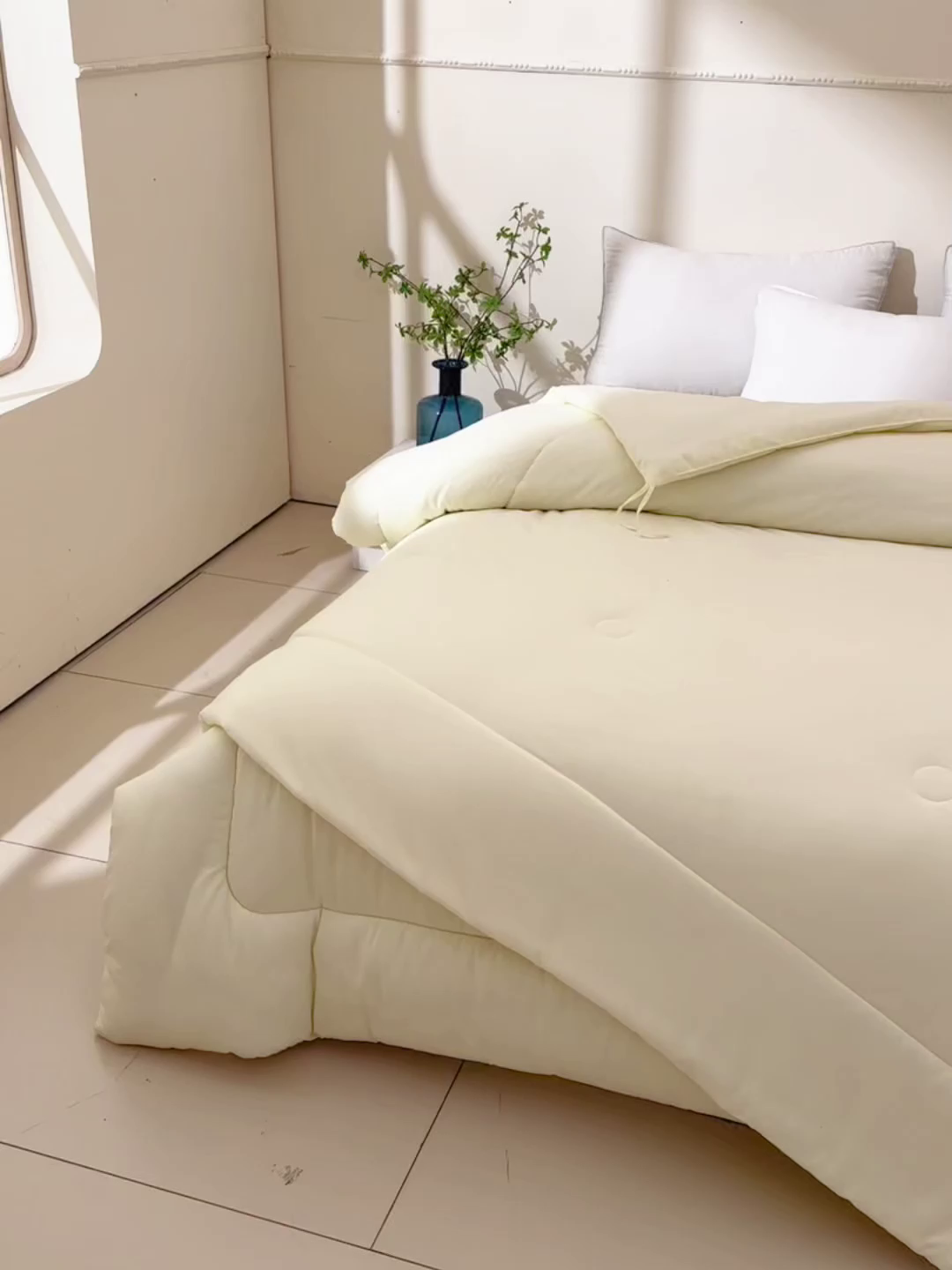 91家纺网 家纺一手货源 找家纺 招财狼家纺 2025新款亲肤舒适磨毛水洗棉子母被被子被芯 米黄