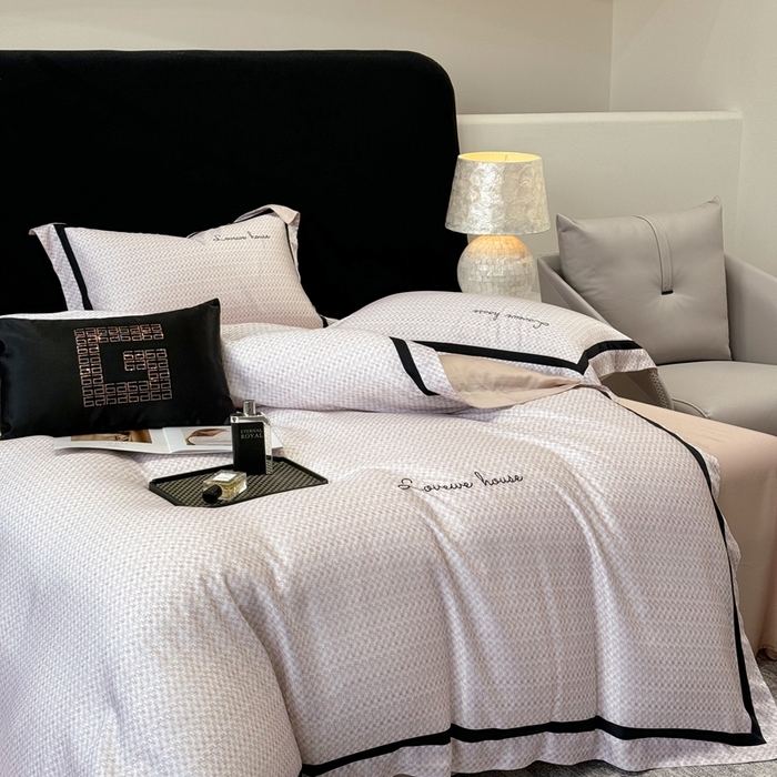 91家纺网 家纺一手货源 找家纺 （总）若未2025 灵若和森系 天丝 肌理纹50S莱赛尔天丝数码印花轻奢工艺套件 控价券后不低于368