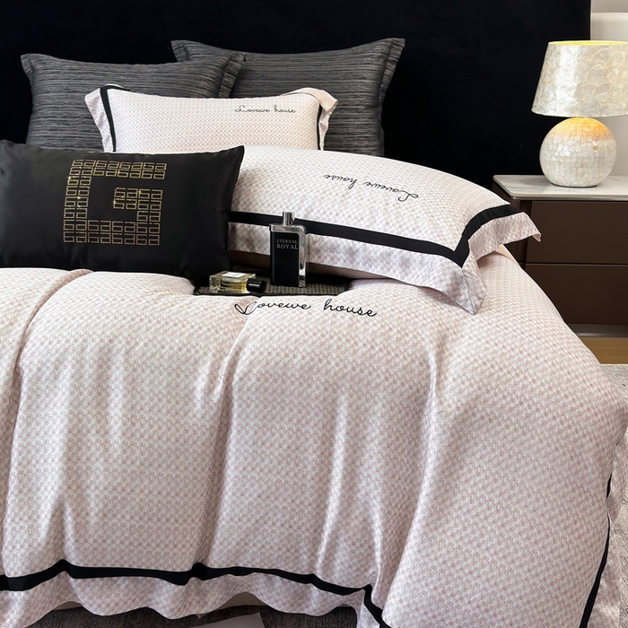 91家纺网 家纺一手货源 找家纺 （总）若未2025 灵若和森系 天丝 肌理纹50S莱赛尔天丝数码印花轻奢工艺套件 控价券后不低于368