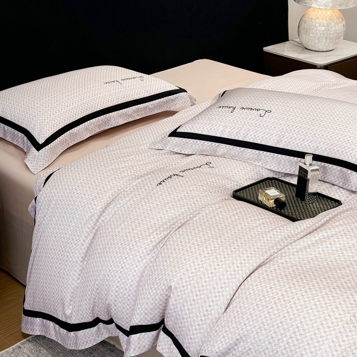 91家纺网 家纺一手货源 找家纺 （总）若未2025 灵若和森系 天丝 肌理纹50S莱赛尔天丝数码印花轻奢工艺套件 控价券后不低于368