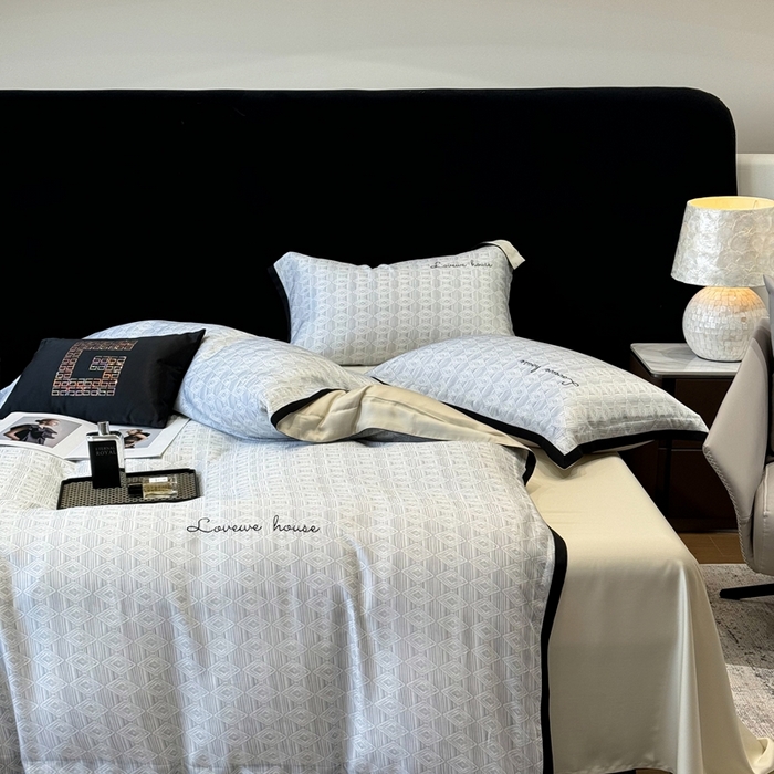 91家纺网 家纺一手货源 找家纺 灵若和森系 天丝 肌理纹-2025 50S莱赛尔天丝数码印花轻奢工艺套件 控价券后不低于368 灵若-灰