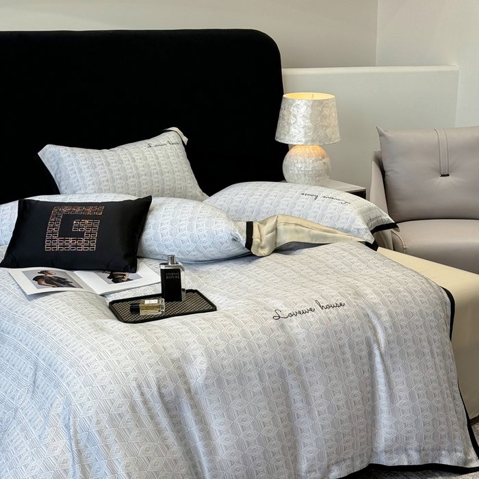 91家纺网 家纺一手货源 找家纺 灵若和森系 天丝 肌理纹-2025 50S莱赛尔天丝数码印花轻奢工艺套件 控价券后不低于368 灵若-灰