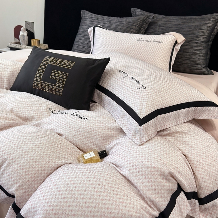 91家纺网 家纺一手货源 找家纺 灵若和森系 天丝 肌理纹-2025 50S莱赛尔天丝数码印花轻奢工艺套件 控价券后不低于368 森系-粉