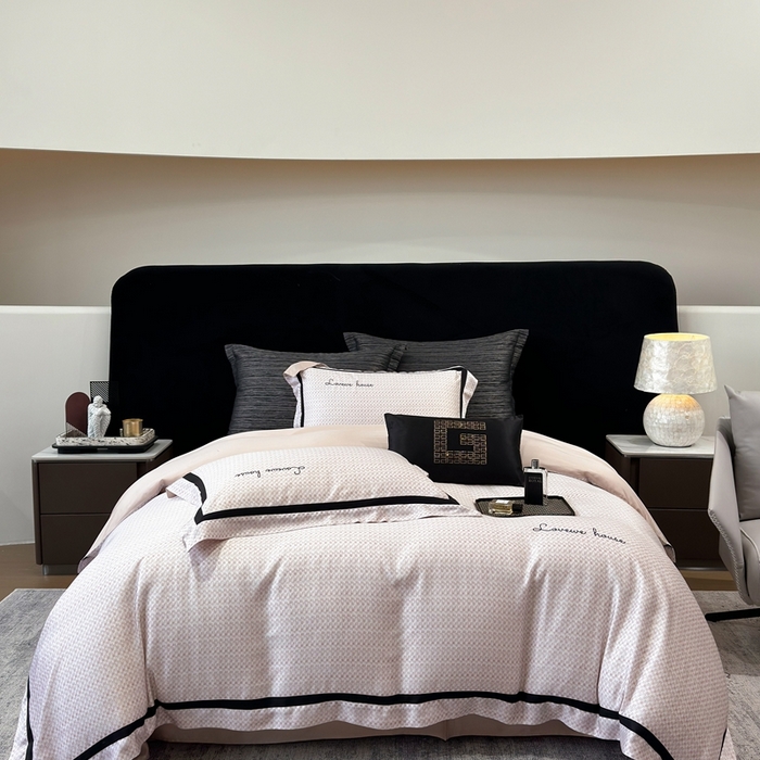 91家纺网 家纺一手货源 找家纺 灵若和森系 天丝 肌理纹-2025 50S莱赛尔天丝数码印花轻奢工艺套件 控价券后不低于368 森系-粉