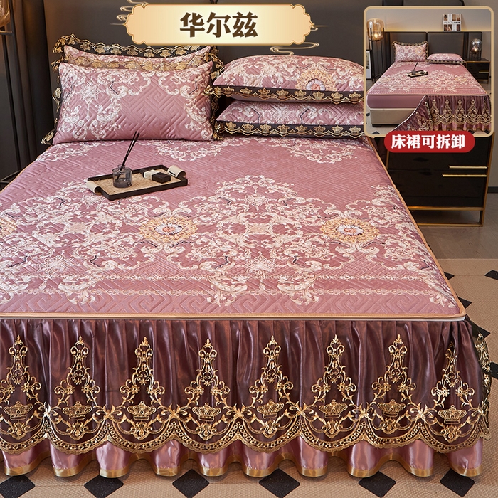 91家纺网 家纺一手货源 找家纺 （总）罗艺轩 2025新款可拆卸床笠式床裙印花冰丝席