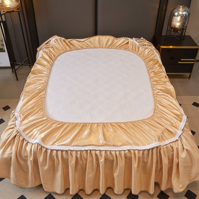 91家纺网 家纺一手货源 找家纺 罗艺轩 2025新款可拆卸床笠式床裙印花冰丝席 芭提雅