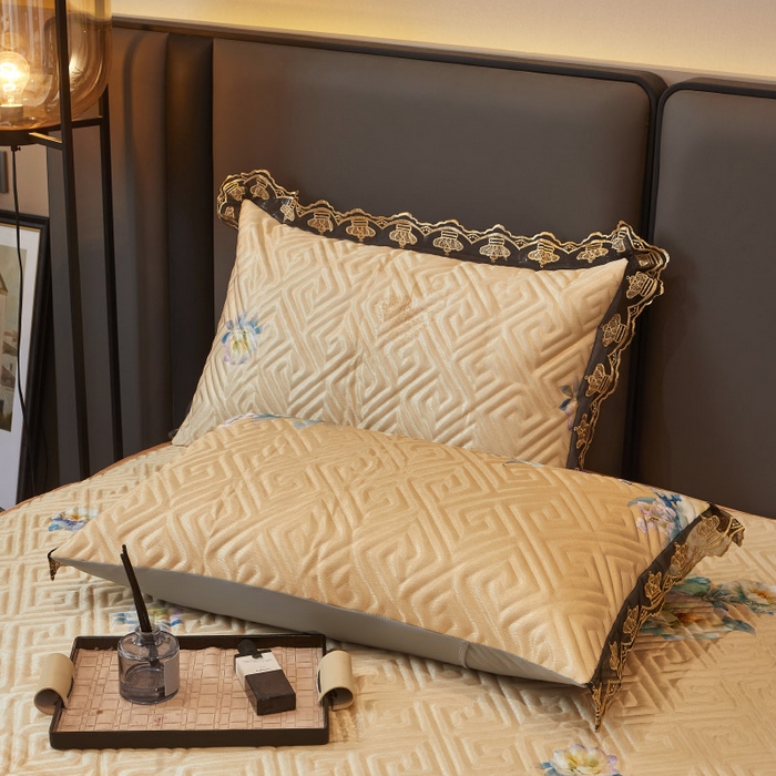 91家纺网 家纺一手货源 找家纺 罗艺轩 2025新款可拆卸床笠式床裙印花冰丝席 芭提雅