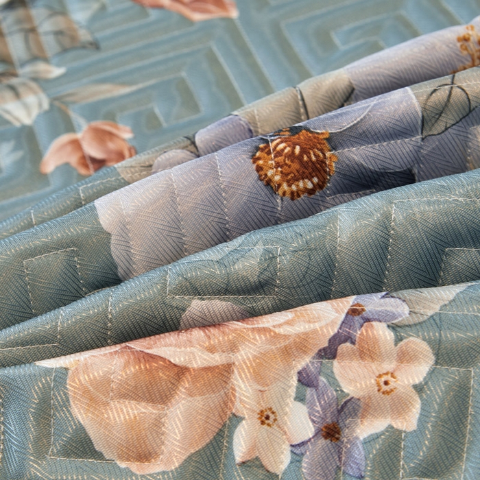 91家纺网 家纺一手货源 找家纺 罗艺轩 2025新款可拆卸床笠式床裙印花冰丝席 花满庭