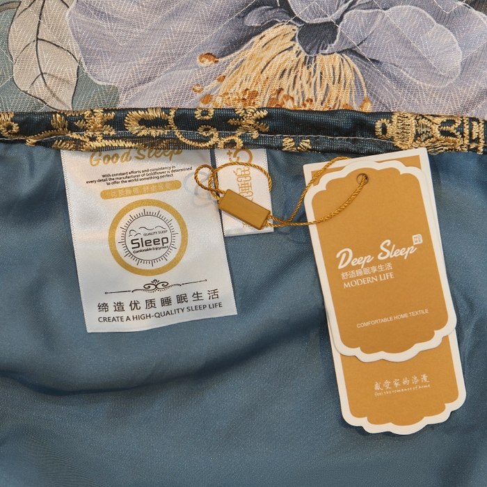 91家纺网 家纺一手货源 找家纺 罗艺轩 2025新款可拆卸床笠式床裙印花冰丝席 花满庭