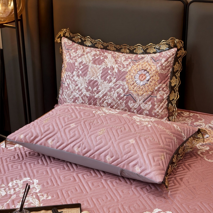 91家纺网 家纺一手货源 找家纺 罗艺轩 2025新款可拆卸床笠式床裙印花冰丝席 华尔兹