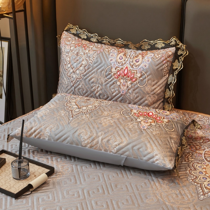 91家纺网 家纺一手货源 找家纺 罗艺轩 2025新款可拆卸床笠式床裙印花冰丝席 锦绣风尚