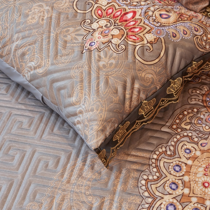 91家纺网 家纺一手货源 找家纺 罗艺轩 2025新款可拆卸床笠式床裙印花冰丝席 锦绣风尚