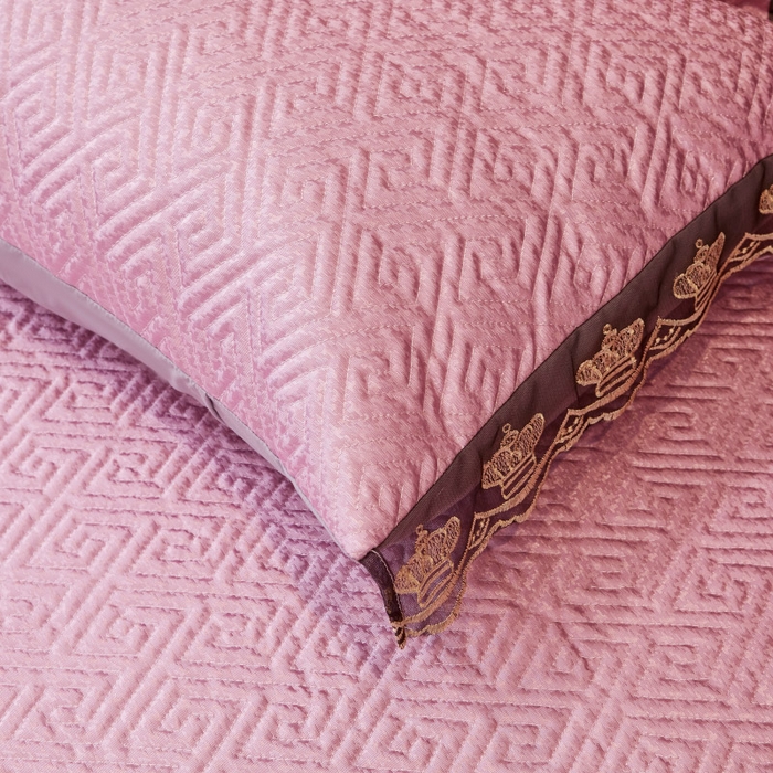 91家纺网 家纺一手货源 找家纺 罗艺轩 2025新款可拆卸床笠式床裙印花冰丝席 罗曼-粉紫