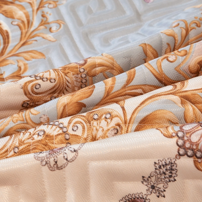 91家纺网 家纺一手货源 找家纺 罗艺轩 2025新款可拆卸床笠式床裙印花冰丝席 罗曼时光