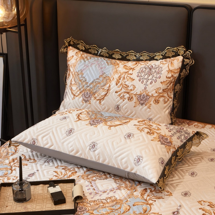 91家纺网 家纺一手货源 找家纺 罗艺轩 2025新款可拆卸床笠式床裙印花冰丝席 罗曼时光