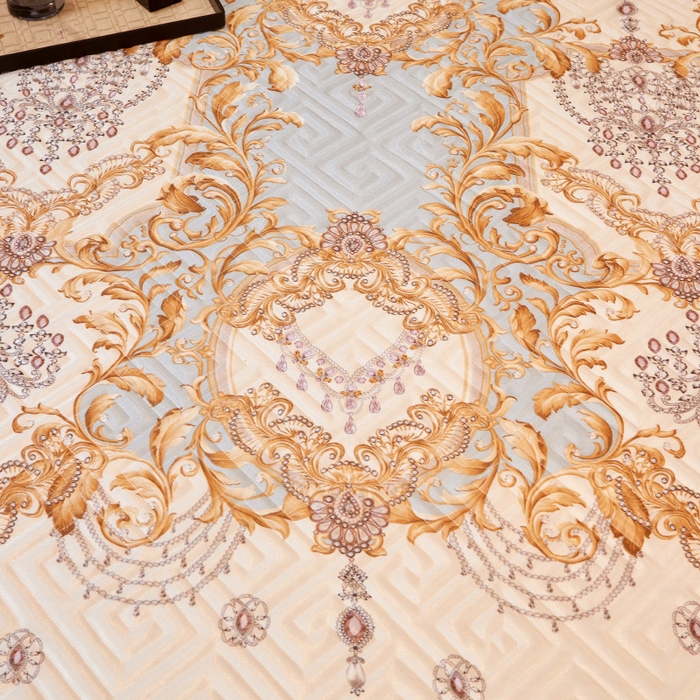 91家纺网 家纺一手货源 找家纺 罗艺轩 2025新款可拆卸床笠式床裙印花冰丝席 罗曼时光