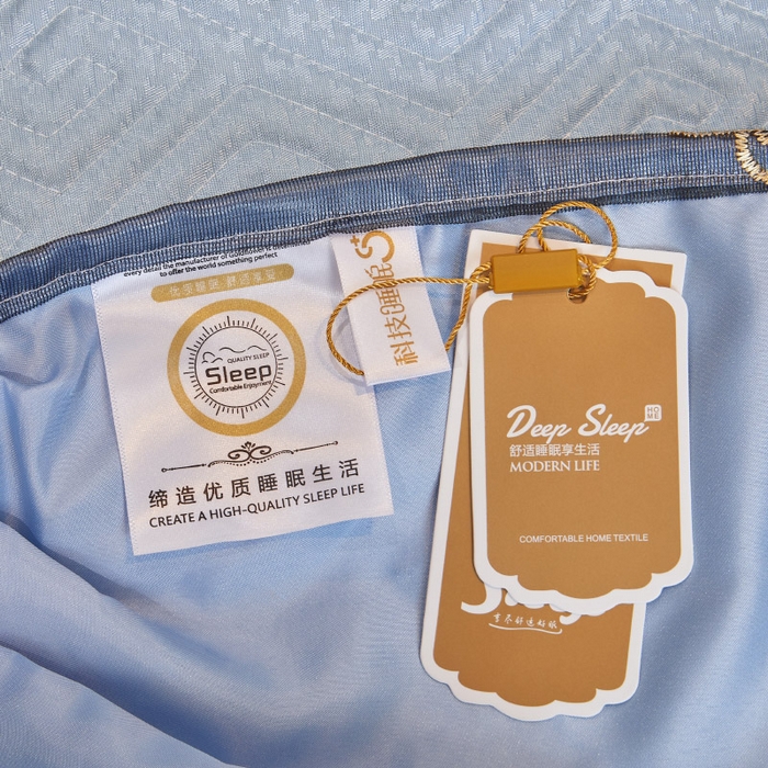 91家纺网 家纺一手货源 找家纺 罗艺轩 2025新款可拆卸床笠式床裙印花冰丝席 罗曼-天空蓝