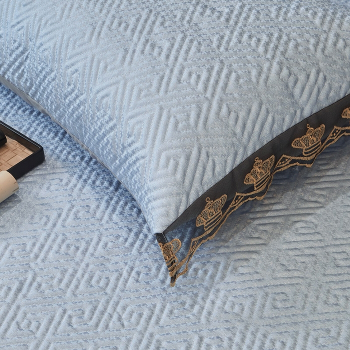 91家纺网 家纺一手货源 找家纺 罗艺轩 2025新款可拆卸床笠式床裙印花冰丝席 罗曼-天空蓝