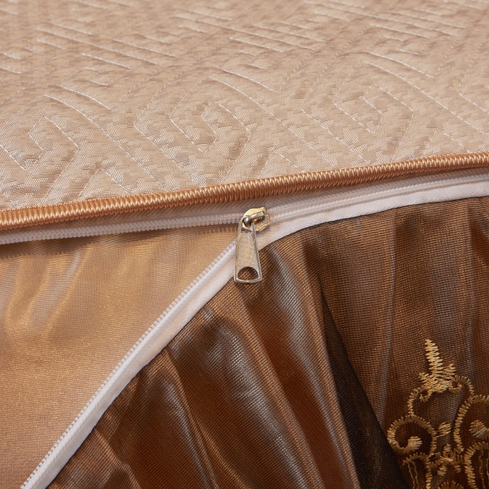 91家纺网 家纺一手货源 找家纺 罗艺轩 2025新款可拆卸床笠式床裙印花冰丝席 罗曼-香槟金