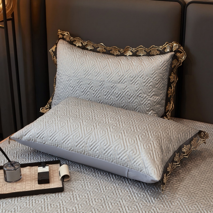 91家纺网 家纺一手货源 找家纺 罗艺轩 2025新款可拆卸床笠式床裙印花冰丝席 罗曼-雅士灰