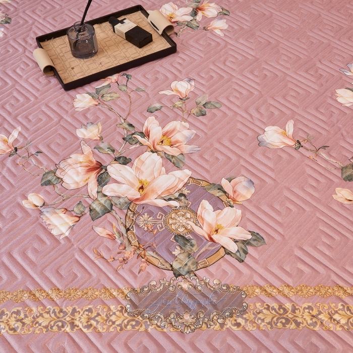 91家纺网 家纺一手货源 找家纺 罗艺轩 2025新款可拆卸床笠式床裙印花冰丝席 秘密花园