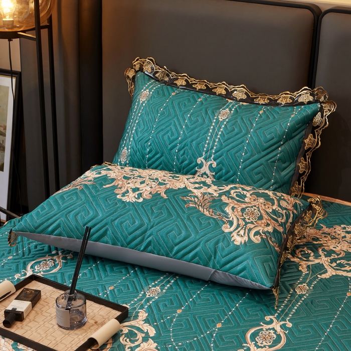 91家纺网 家纺一手货源 找家纺 罗艺轩 2025新款可拆卸床笠式床裙印花冰丝席 瑞卡斯