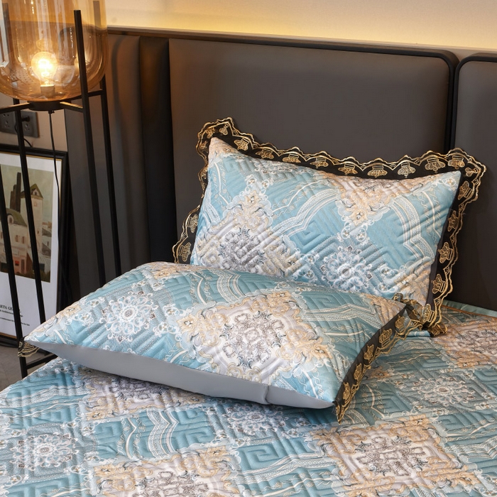 91家纺网 家纺一手货源 找家纺 罗艺轩 2025新款可拆卸床笠式床裙印花冰丝席 塞纳青春