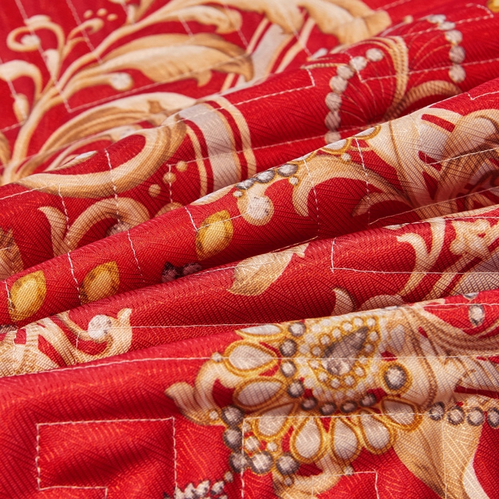 91家纺网 家纺一手货源 找家纺 罗艺轩 2025新款可拆卸床笠式床裙印花冰丝席 幸福恋曲