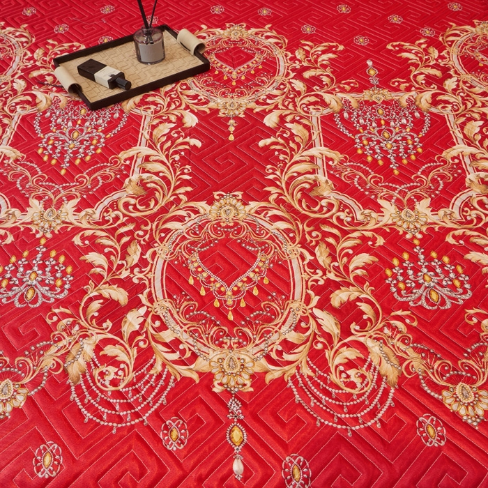 91家纺网 家纺一手货源 找家纺 罗艺轩 2025新款可拆卸床笠式床裙印花冰丝席 幸福恋曲