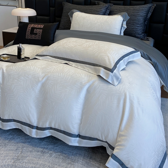 91家纺网 家纺一手货源 找家纺 （总）若未家居 LOVEWE HOUSE 2025新款双拼角提花兰精天丝棉四件套--叶澜