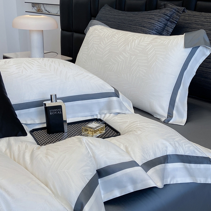 91家纺网 家纺一手货源 找家纺 （总）若未家居 LOVEWE HOUSE 2025新款双拼角提花兰精天丝棉四件套--叶澜