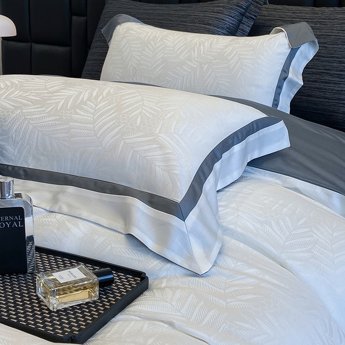 91家纺网 家纺一手货源 找家纺 （总）若未家居 LOVEWE HOUSE 2025新款双拼角提花兰精天丝棉四件套--叶澜