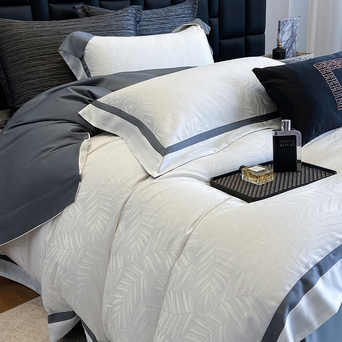 若未家居 LOVEWE HOUSE 2025新款双拼角提花兰精天丝棉四件套--叶澜 叶澜 白