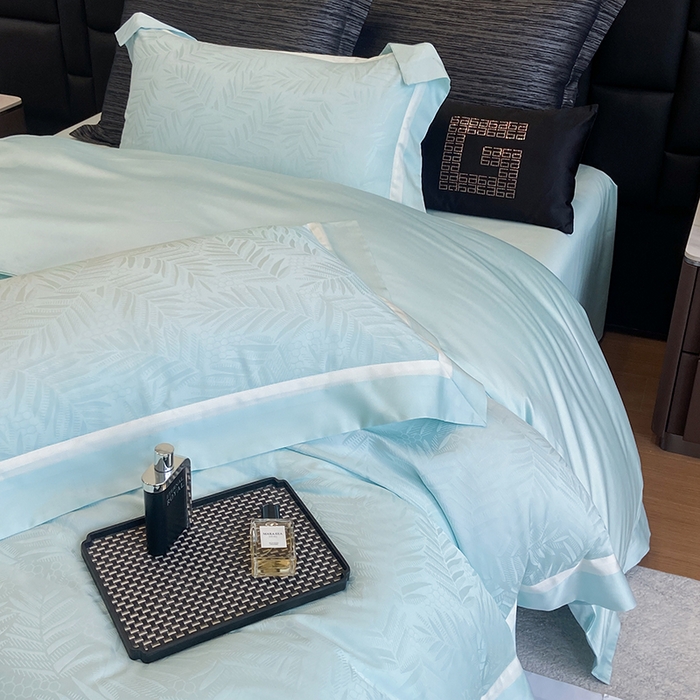 91家纺网 家纺一手货源 找家纺 若未家居 LOVEWE HOUSE 2025新款双拼角提花兰精天丝棉四件套--叶澜 叶澜 西子兰