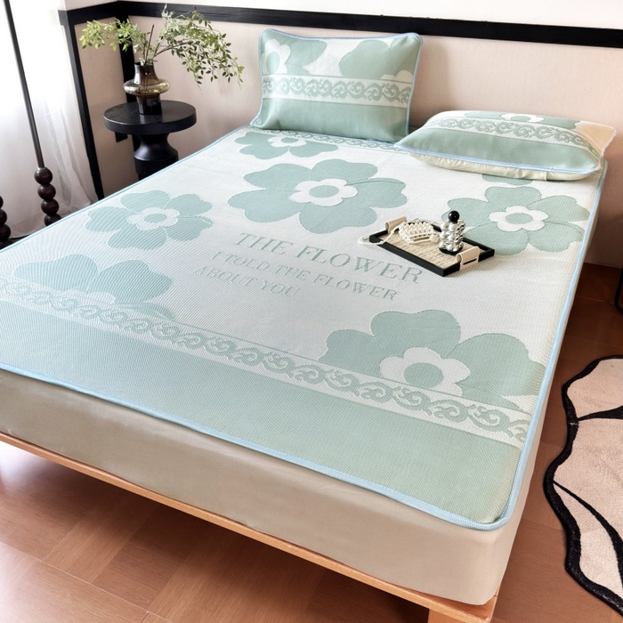 91家纺网 家纺一手货源 找家纺 （总）乐居家纺 2025新款A类碳光抗菌凉感可水洗冰丝凉席席子床笠款