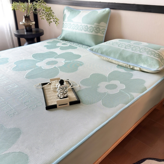 91家纺网 家纺一手货源 找家纺 （总）乐居家纺 2025新款A类碳光抗菌凉感可水洗冰丝凉席席子床笠款