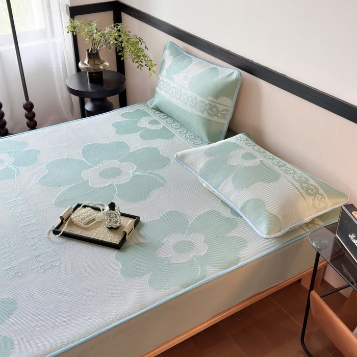 91家纺网 家纺一手货源 找家纺 （总）乐居家纺 2025新款A类碳光抗菌凉感可水洗冰丝凉席席子床笠款