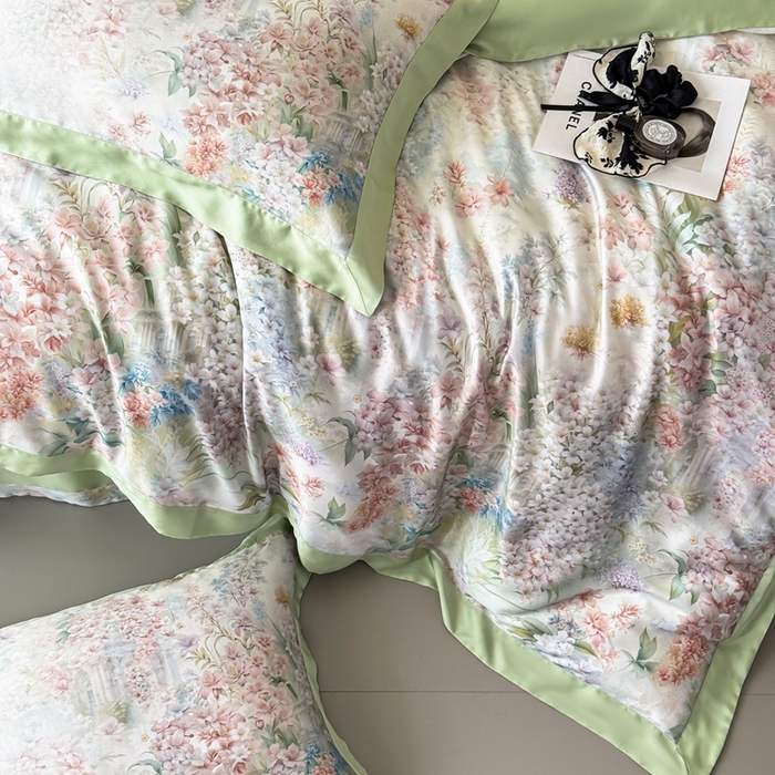 91家纺网 家纺一手货源 找家纺 若未2025新款玲珑 50S兰精天丝平网活性数码印花四件套 玲珑 控价 券后不低于 368  玲珑 绿