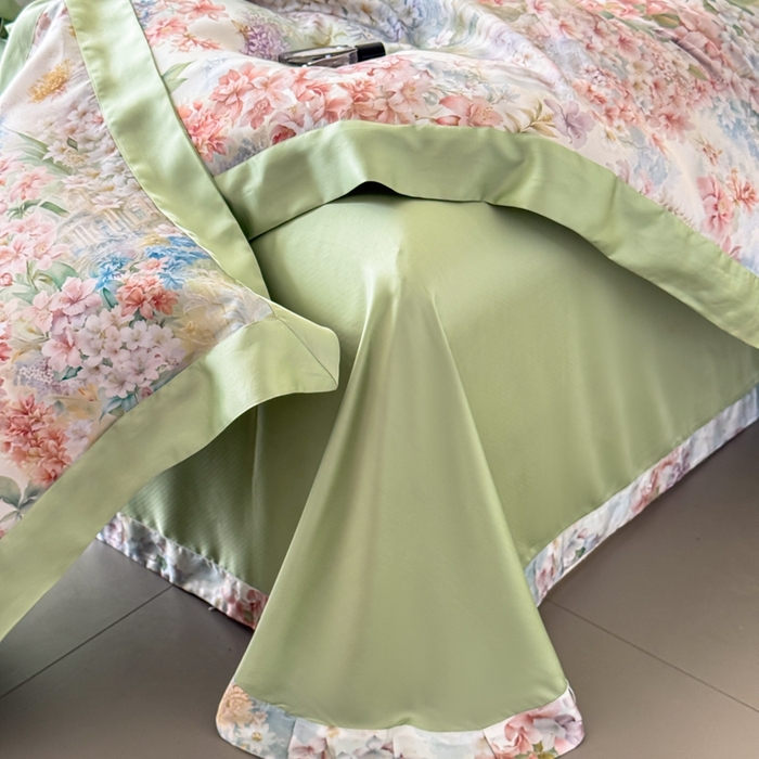 91家纺网 家纺一手货源 找家纺 若未2025新款玲珑 50S兰精天丝平网活性数码印花四件套 玲珑 控价 券后不低于 368  玲珑 绿