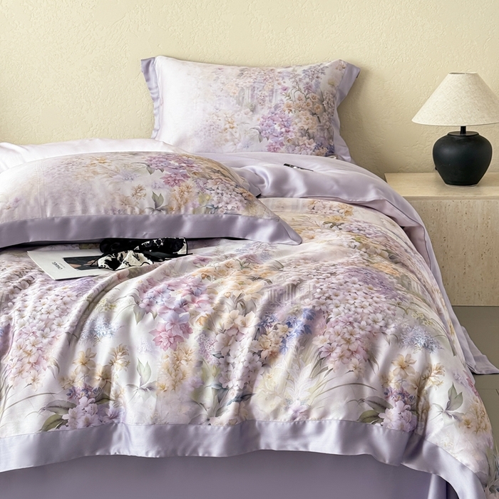 91家纺网 家纺一手货源 找家纺 若未2025新款玲珑 50S兰精天丝平网活性数码印花四件套 玲珑 控价 券后不低于 368 玲珑 紫