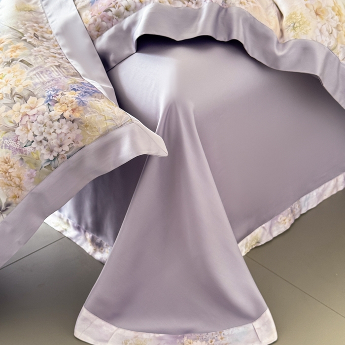 91家纺网 家纺一手货源 找家纺 若未2025新款玲珑 50S兰精天丝平网活性数码印花四件套 玲珑 控价 券后不低于 368 玲珑 紫