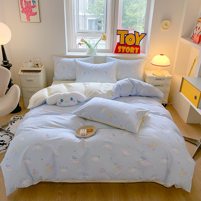 91家纺网 家纺一手货源 找家纺 （总）玉元坊 2025年5月新品三丽鸥全棉床单纯棉床裙床笠三四件套简约基础款式-大耳狗简约款式